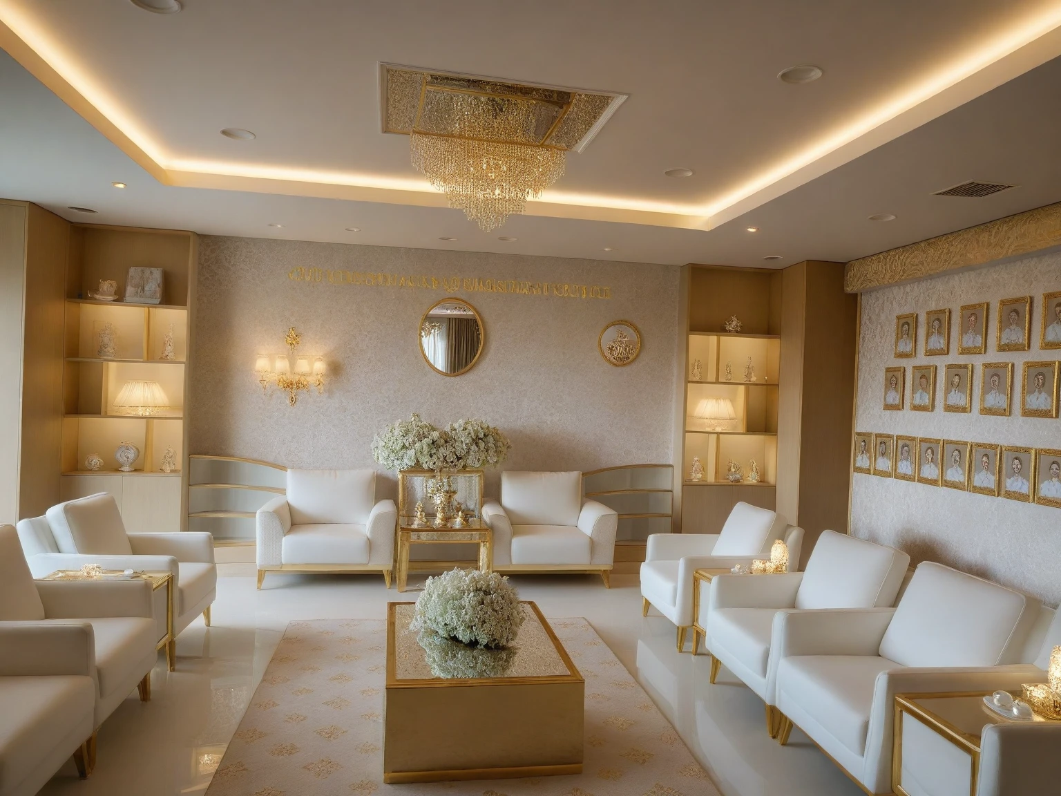 ,Masterpiece, Best quality,8K, Ultra-high resolution,When you step into the (living: 1.1) ,Immediately surrounded by a rich atmosphere of luxury. The space was covered with a soft white fluffy blanket,It is so comfortable,So much so that you can't help but indulge in it。Embellished with precious porcelain and white-off gold ornaments。Whenever it is late afternoon,The afterglow from the window spilled on the floor,Soft light and shadow are reflected,It was as if entering a dreamland. ((Wooden chair and table : 1.3)), ((COLUMN MIRROR : 1.3))