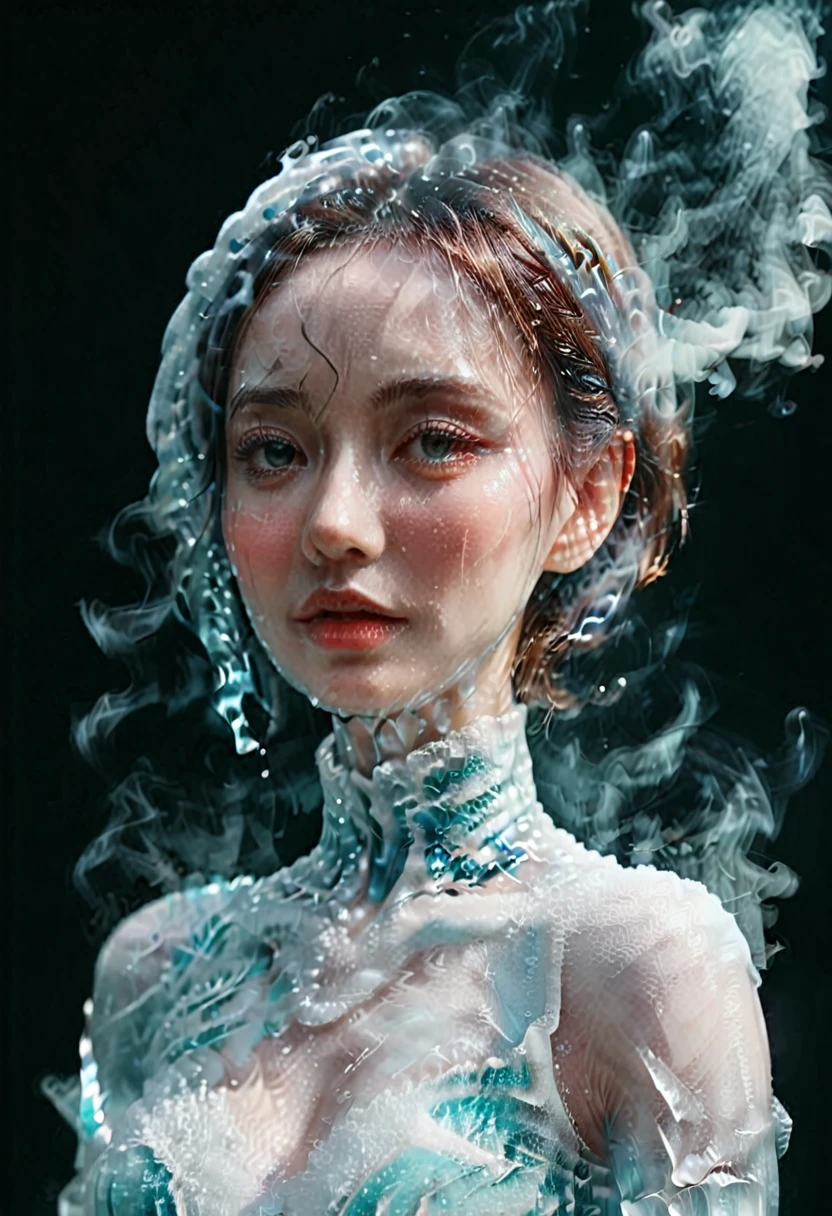 a woman,ice, smoke