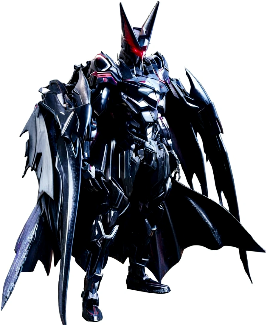 Highly detailed futuristic Gundam mecha, extremely complex mechanical design, glowing cybernetic elements, intricate machinery, sleek and angular body shapes, metallic sheen, powerful and imposing presence, dramatic lighting, cinematic compositions, dark and gloomy sci-fi atmosphere, dystopian setting, surreal 3D rendering, 8K, photorealistic, masterpiece, alien, erosion, fusion