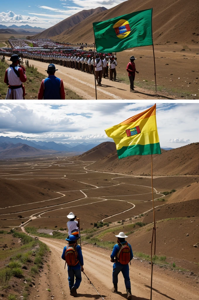 Create five images of marches in the province of Moxos de (bolivia)