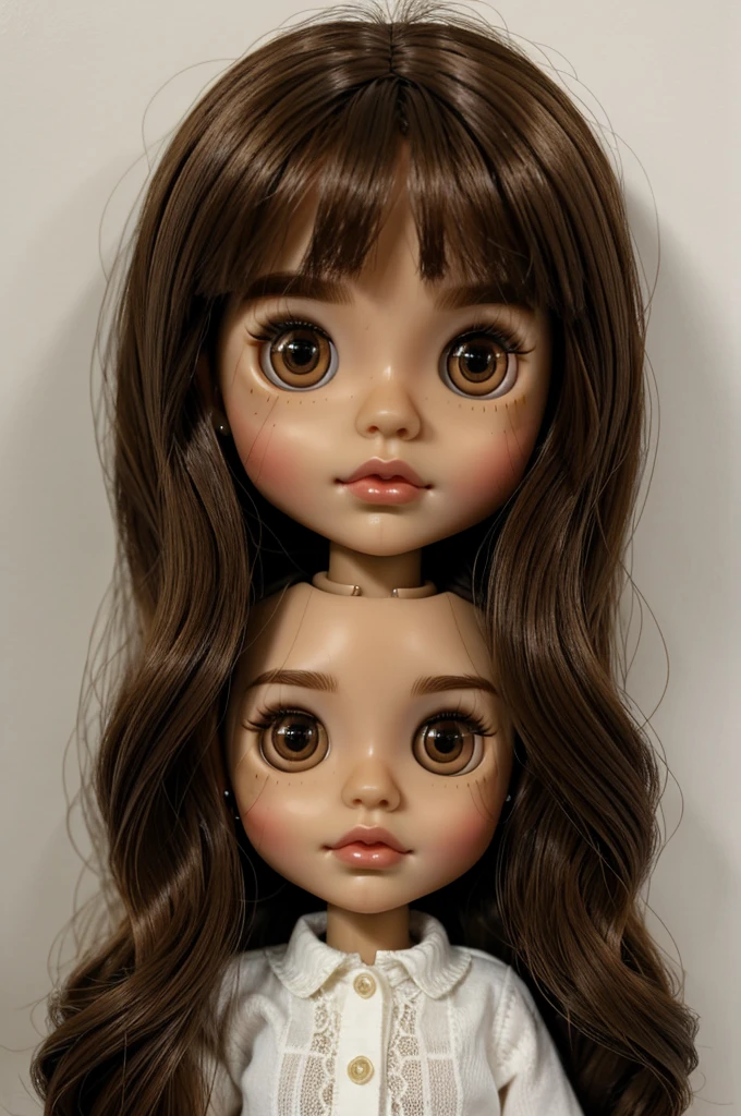 Blythe doll,big brown eyes, long light brown hair, half white skin, big lips