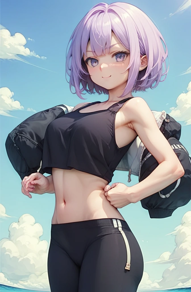 purple hair, fully naked, porn, nude, anime girl squatting