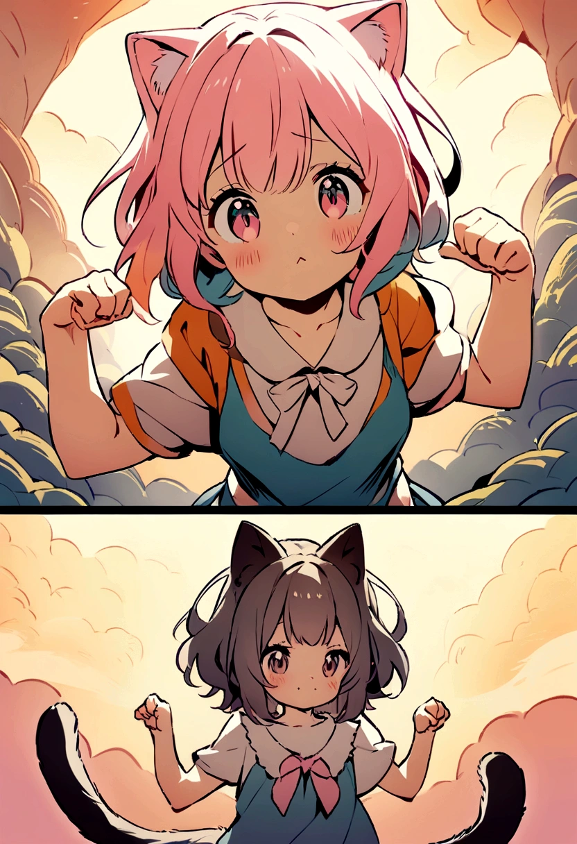 List of illustrations of cute cat poses, several side-by-side, cute colors and poses, best image quality