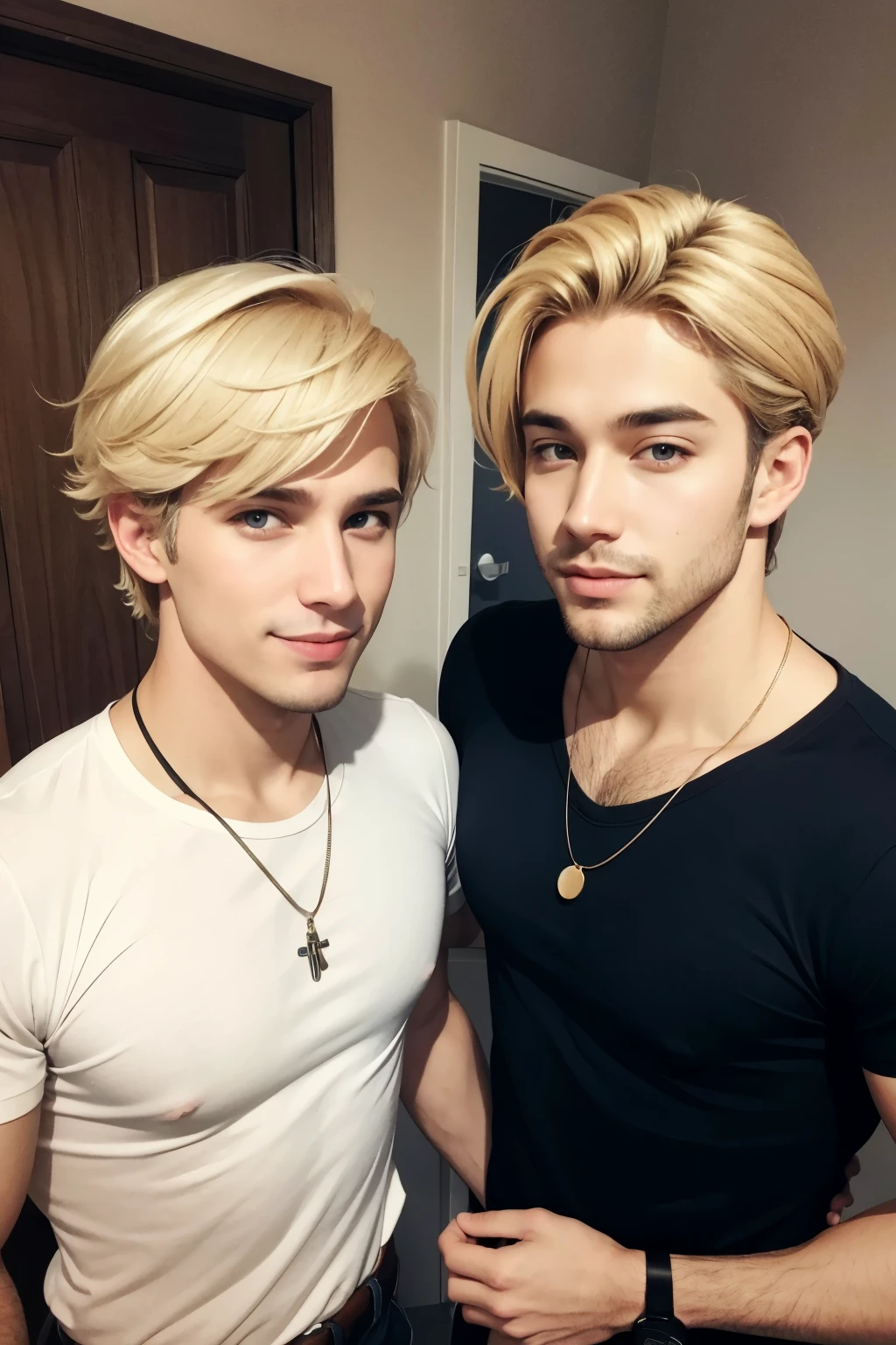 Two male friends, one blonde and one brown