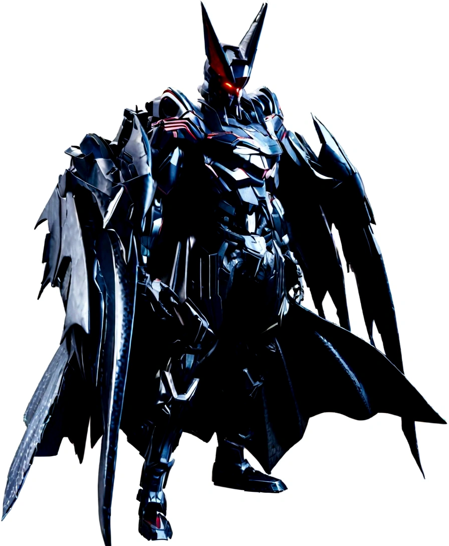 Highly detailed futuristic Gundam mechs, extremely complex mechanical design, glowing cybernetic elements, intricate machinery, sleek and angular body shapes, metallic sheen, powerful and imposing presence, dramatic lighting, cinematic compositions, dark and gloomy sci-fi atmosphere, dystopian setting, surreal 3D rendering, 8K, photorealistic, masterpiece, alien, erosion, fusion, powered suit