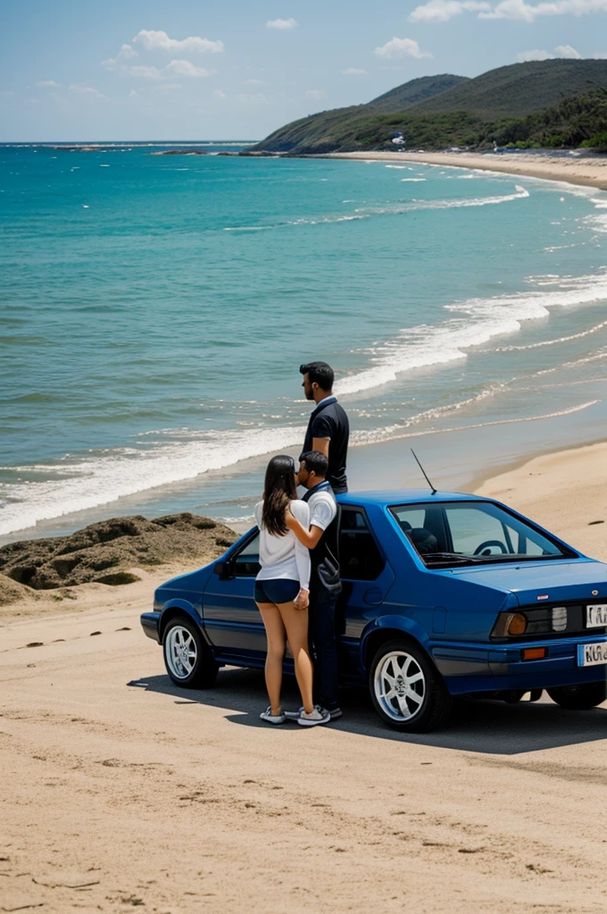 Make a couple looking at the beach with a Nissan b13