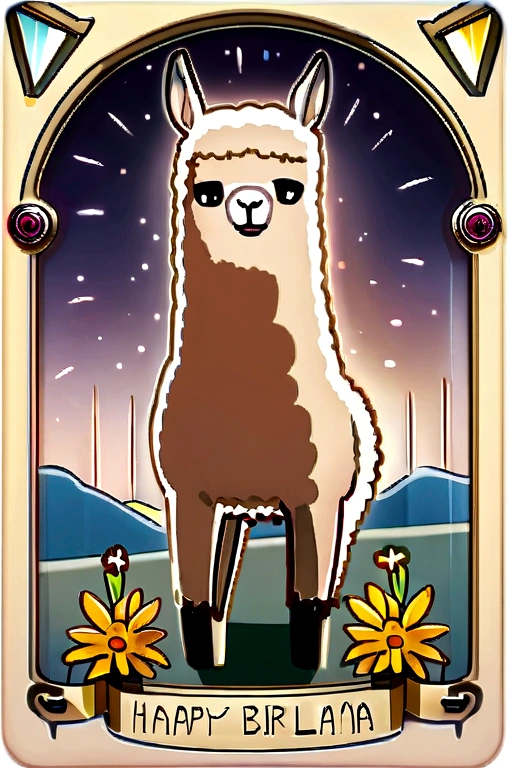 Llama theme birthday card with flowers information Melek Serrano 7