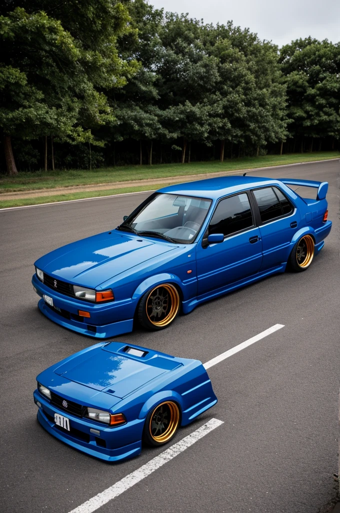 tuned blue nissan b13