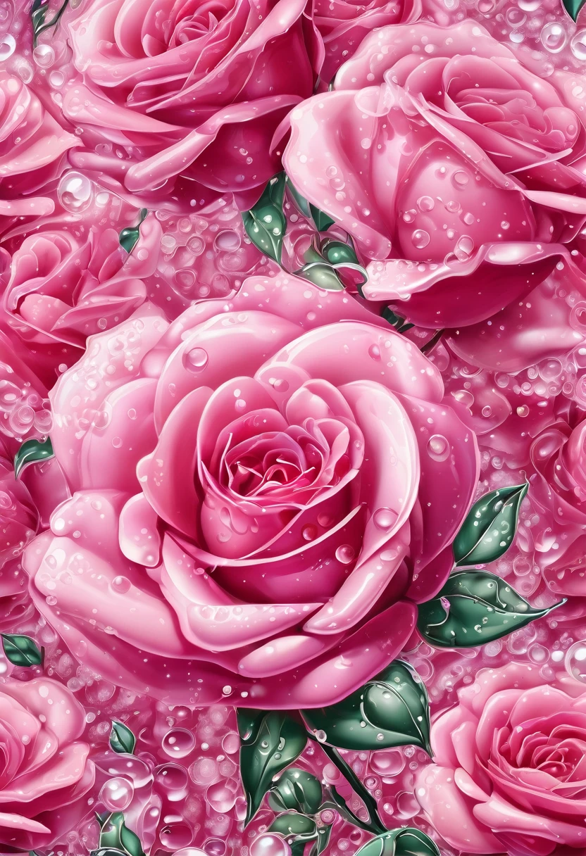 a close up of a bunch of pink Rose with bubbles, Beautiful digital art, Rose background, Rose背景, ultra Detailed digital art, translucent Rose ornate, very Beautiful digital art, beautiful Gorgeous digital art, Gorgeous digital art, ultra-Detailed digital art, Detailed digital art, Stunningly detailed digital art, 粉红Rose, Rose, digital art highly detailed
