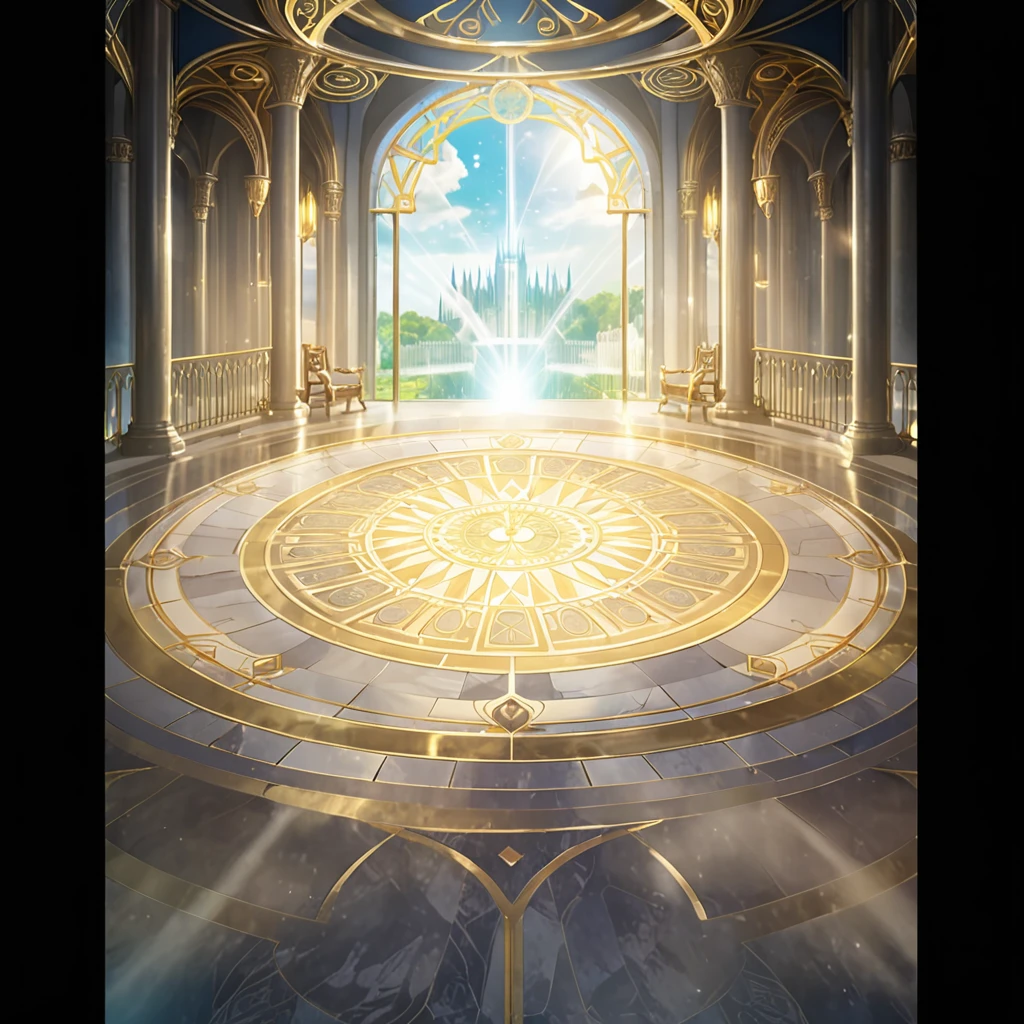 There is a photo of the room，In the background is a clock tower, Palace Background, Kingdom of Light Background, interior background technology, Cathedral Background, Stunning mysterious background, background technology, odin's stone Arena Background, Concept Art Magic Highlights, The Golden Throne Room, background technology deco palace, Arena Background, anime background technology, Temple Background, tarot card background, background technologywork