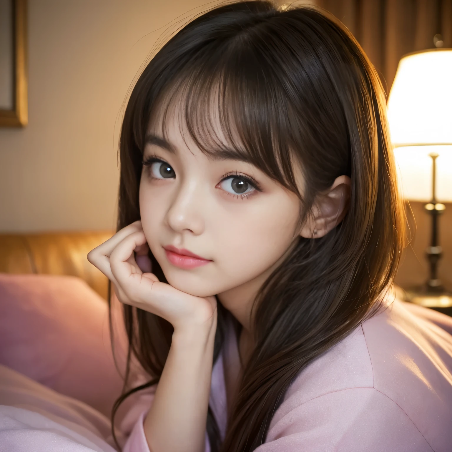 (Best-quality, Masterpiece, Ultra-High-Resolution, (Photorealistic:1.4), Raw Photo, depth of field, professional lighting, perfect anatomy, extremely details), 1girl, -yeld, thost famous Japanese idol, (extremely cute face like the most popular Japanese idol, ((extremely cute and extremely big eyes)), extremely beautiful hair, extremely beautiful skins), extremely cute long-eyelashes, extremely cute lips,
relaxing on sofa in private-room,
wearing loose-fitting pajamas with cute-design,
((taken illegal-drugs), (((ecstatic))))