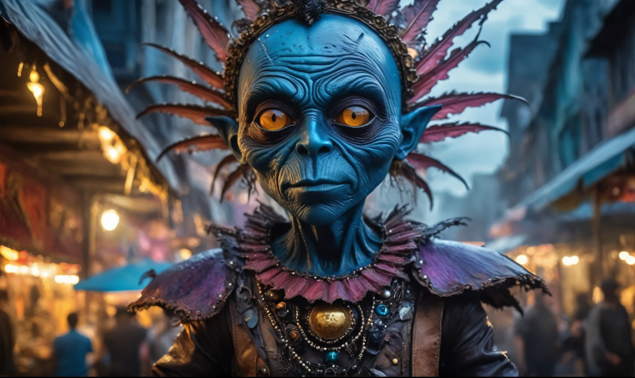 full-body-shot,niobium Manganite (The Alien Entity:Caribbean:0.5), wants eat,survival in Carnival Row,half-blode Pix,Cinematic,soft colors, Technicolor,natural skin textures, hyper realism, hyper detailed,Extremely detailed,High contrast,Masterpiece,Realistic,Ultra Detailed, intricate details,realistic humid leather,extremely intricate,Epic Realistic, cinematic style,irina yermolova,high contrast,HDR,extremely detailed, [deep night landscape],masterpiece,intricate details,faded,eyes extremely detailed, high detailed eyes,8k resolution,RAW,retina, Nikon Z9,complex background