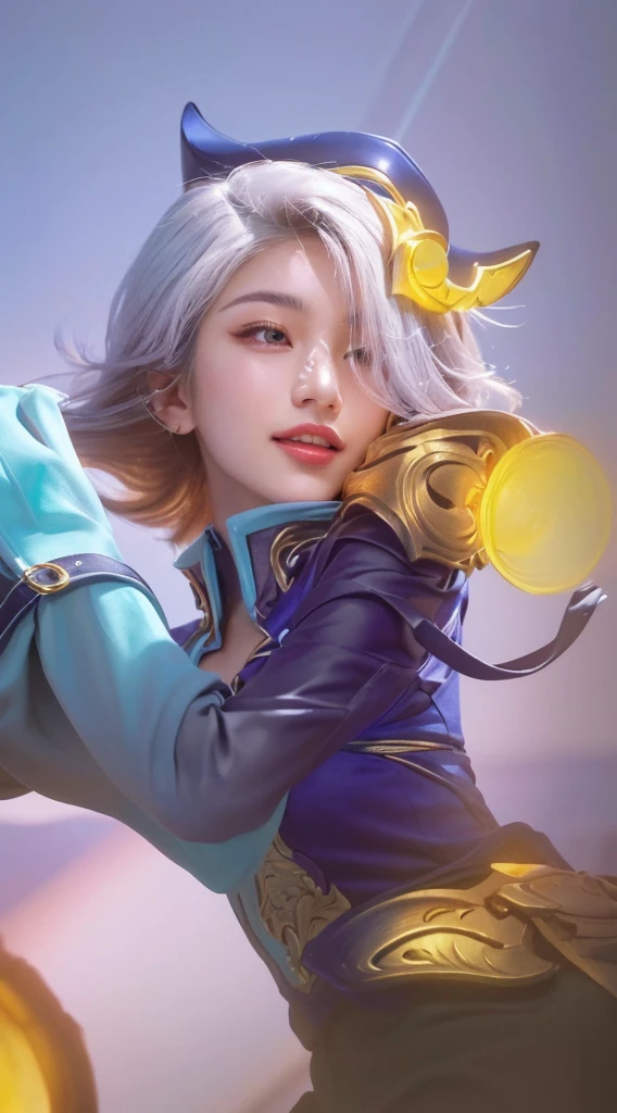 (best quality,4k,8k,highres,masterpiece:1.2),ultra-detailed,(realistic,photorealistic,photo-realistic:1.37),close-up portrait,a girl with intricate features,artgerm style:1.1,colorful vibrant tones,youthful beauty,artgerm-inspired art:1.1,sparkling eyes,luscious lips,flowing hair,lively expression,delicate brushstrokes,fine linework,gentle lighting,exquisite details,taliyah-inspired character,knights of the zodiac theme:1.1,bold and dynamic pose,mysterious background,striking colors,powerful presence,attention to anatomy,rich textures,masterful use of light and shadow,signature artgerm style,vivid and captivating artwork, smiling