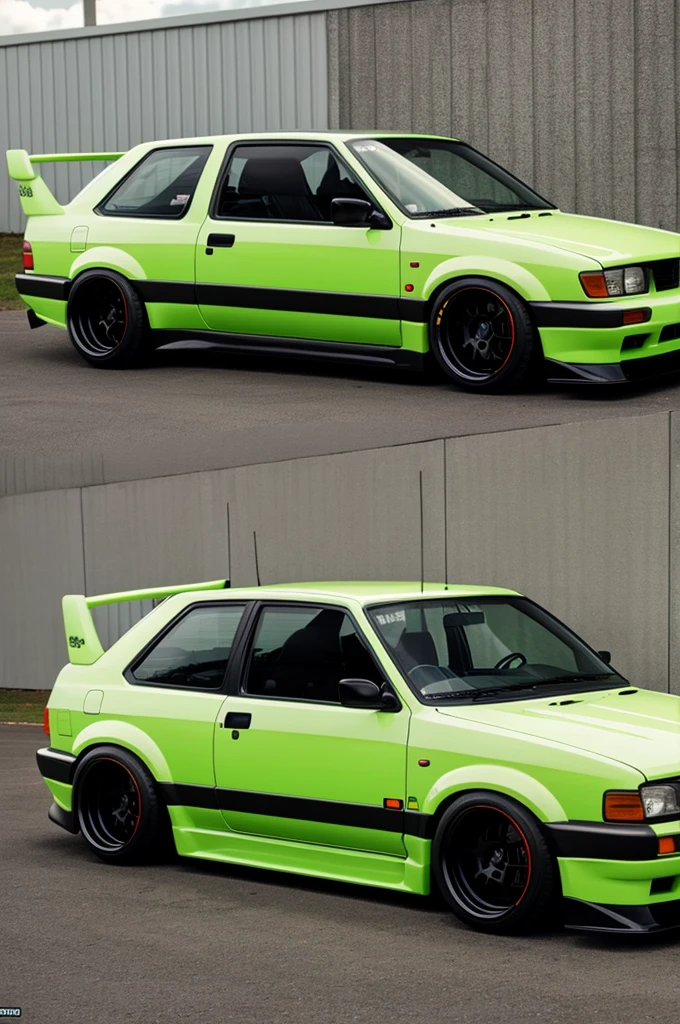 Nissan b13 lime green with black tuning