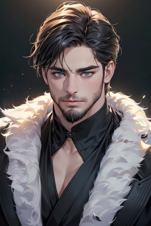 (best quality,4k,8k,highres,masterpiece:1.2),ultra-detailed,(realistic,photorealistic,photo-realistic:1.37),30 year old man,3 day beard,handsome anime,portraits,strong,masculine,dark hair,sharp jawline,mesmerizing eyes,perfectly styled hair,cool anime outfit,confident expression,vibrant colors,dynamic lighting