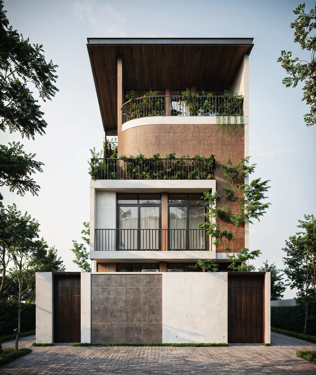 modern villa, modern style, ventilation tiles open space loft villa with roof garden, modern, dynamic (RAW photo, real, best quality, masterpiece:1.2), (hyper realistic, photo-realistic:1.2), high quality, (dark lighting:1.2), perfect lighting, archdaily, architecture digest award wining sustainable architecture, cinematic
