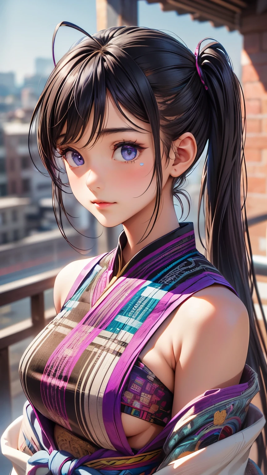 (Absurd, High resolution, Super detailed), (One girl:1.3), Twin tails, Purple Hair, break , Glitch Art, Digital Distortion, Pixelated Fragments, Data Corruption, Colorful Noise, Visual clutter, contemporary aesthetics break , Enamel Art, Glass-like surface, Vibrant colors, Glossy finish, Reflective Texture, Richly pigmented, fluid forms break , Ethnic Style, Traditional attire, Vivid patterns, Handmade textiles, Cultural Motifs, Beaded Jewelry, Artisan handmade accessories