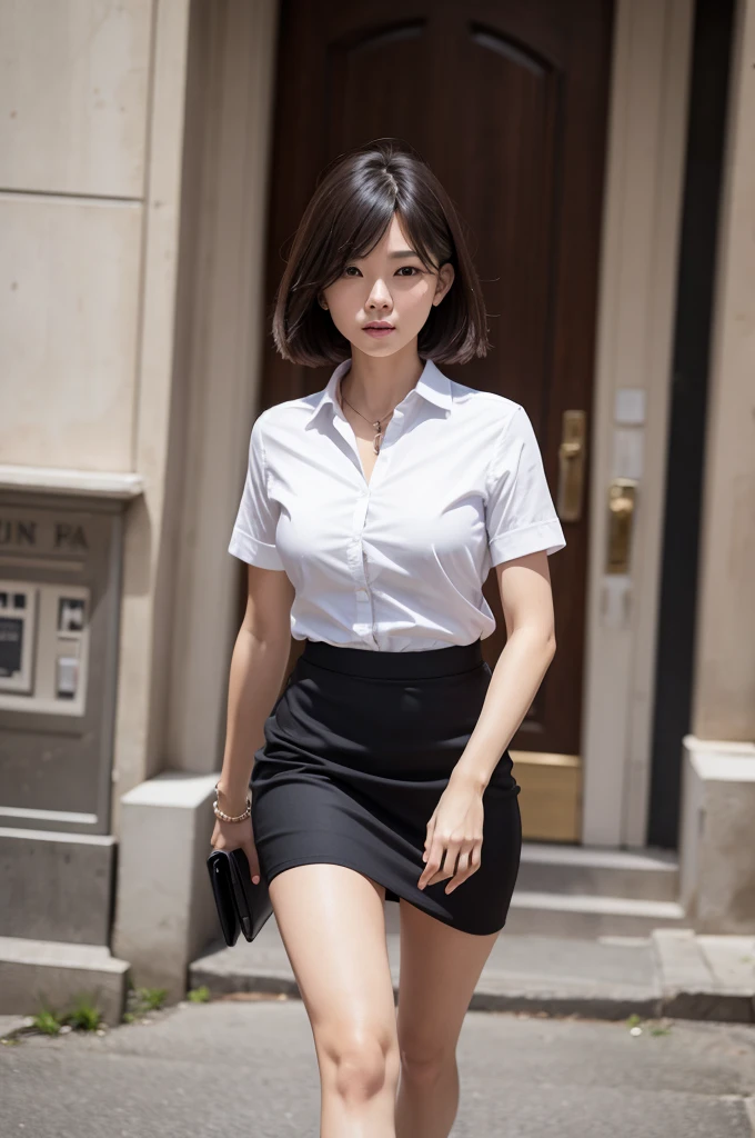 woman in short skirt