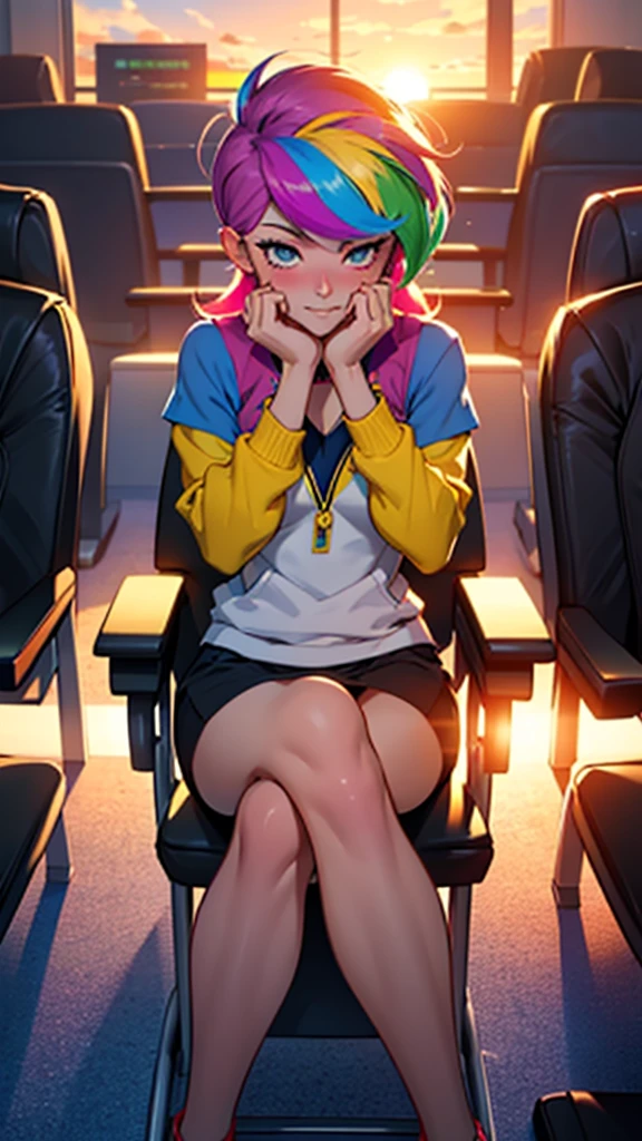 score_9, score_8_up, score_7_up, score_6_up, score_5_up, score_4_up, in library, (Sunset Shimmer from equestria girls), (2girls), (Rainbow Dash from equestria girls), movie accurate equestria girls, sitting at desk, hand covering mouth, blushing, orgasm, medium breasts, athletic, zPDXLxxx, beautiful, female, long hair, vector, cute, sitting in crowded movie theater, ((Sunset Shimmer fingering Rainbow Dash))