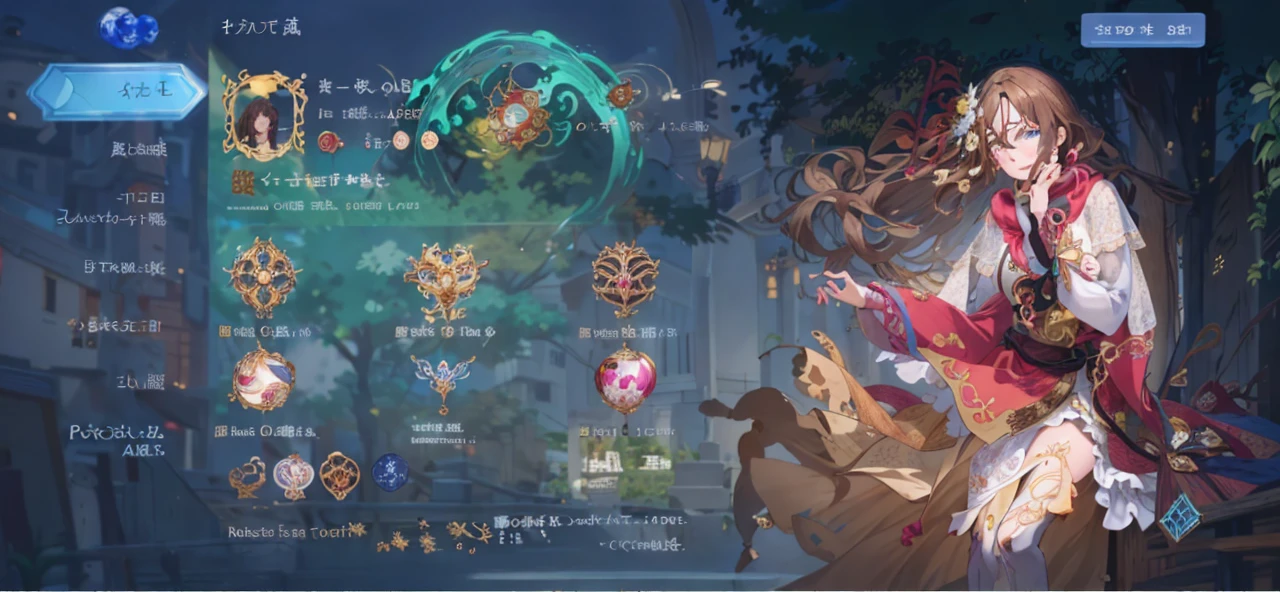 (masutepiece:1.2), (Best Quality:1.2), (((masutepiece))), (((Best Quality))), Perfect eyes, Perfect face, 1girl in, Fantasy Medieval City Square , Smiling,Long wavy hair, dark brown hair, White and yellow lace dress、Gorgeous floral skirt, Hair Ornament, Detailed background, eyeshadows, Fantasy、medium large breasts、Pose with chest emphasis with forward bend