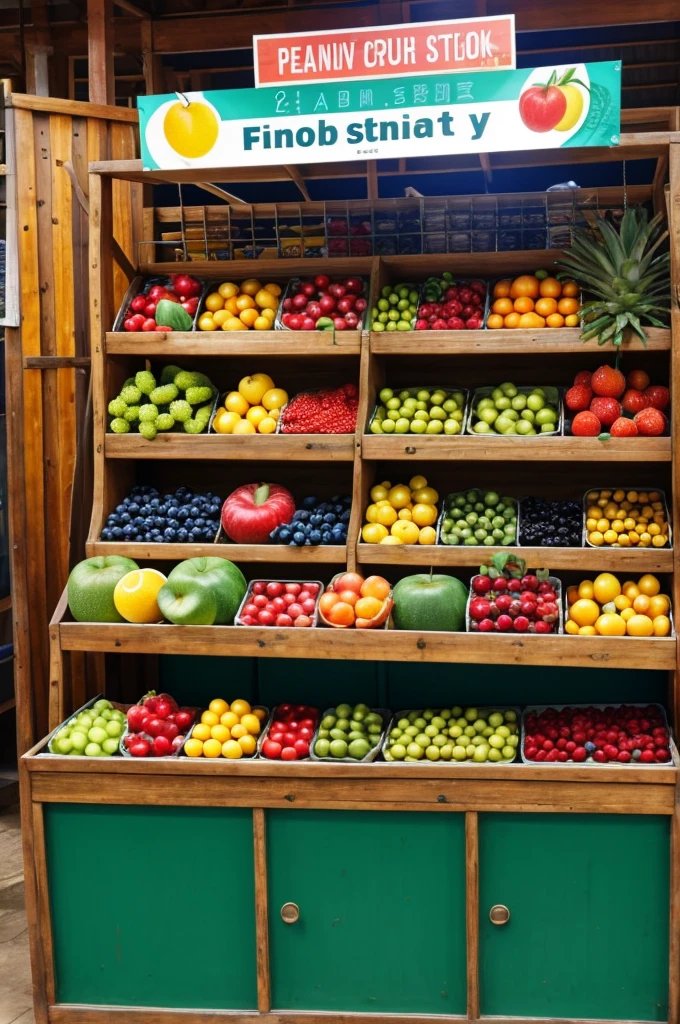 Stand decorated with fruits and drinking water. Nice and informative.