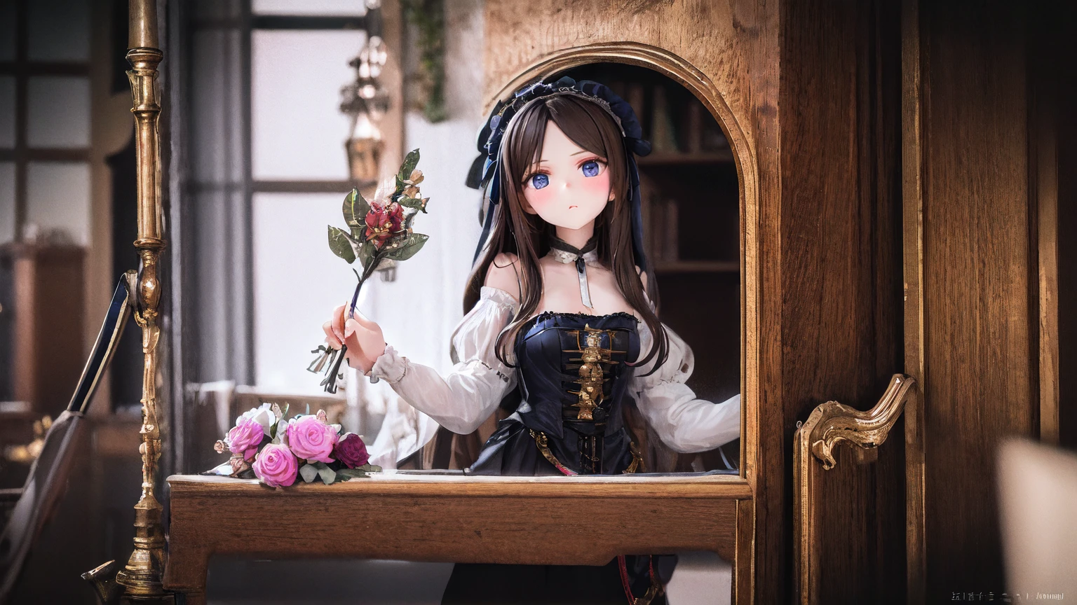 RAW Photos. Anna Karenina, 12 years old, Wearing period costumes, Russia, 19th century, perspective, half body detailed, Sharp focus, Slightly mixed, detailed, Medieval feel, (high skin detailed: 1,2), 8K Ultra HD, Digital SLR, Soft Light, high quality, Fujifilm XT3 Grain Film.