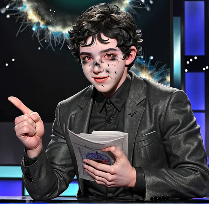 Boy covered in soot caught in explosion on quiz show