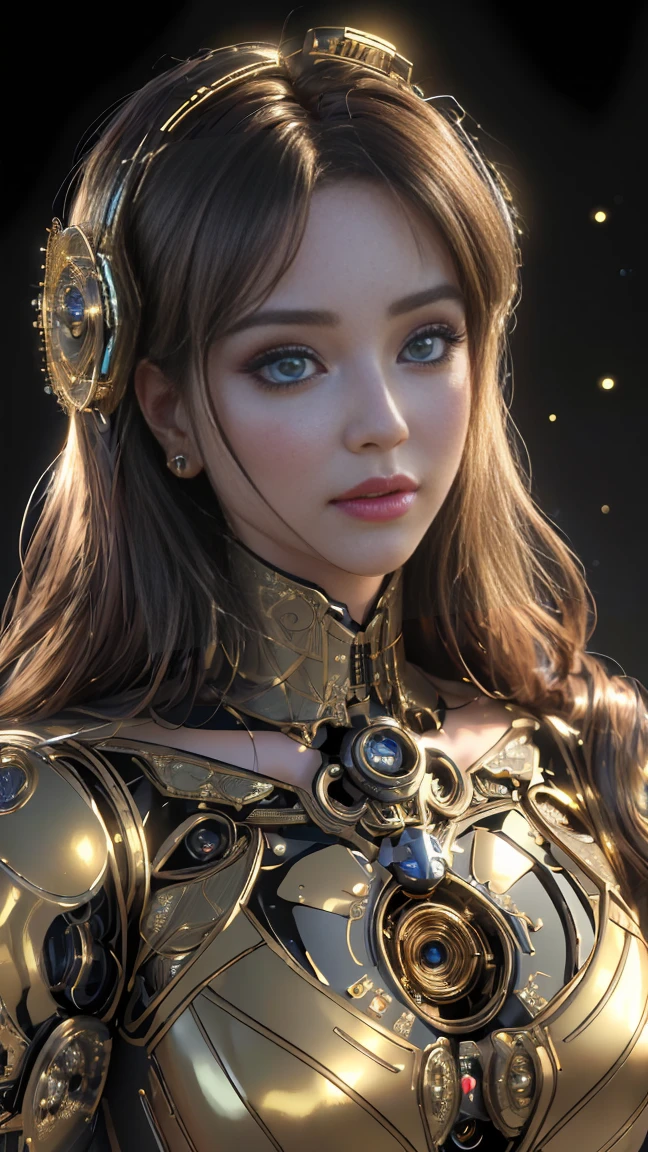 (best quality,4k,8k,highres,masterpiece:1.2),ultra-detailed,(realistic,photorealistic,photo-realistic:1.37),robotic doll,futuristic technology,detailed intricacies,metallic texture,smooth surface,complex gears,interwoven wires,twinkling lights,deep gaze,elegant pose,portraits,vivid colors,studio lighting