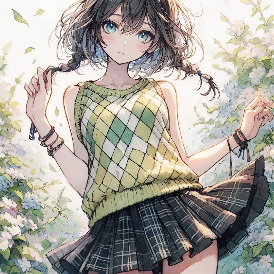 Official art using high-quality hand-drawn watercolor sketch techniques. (best quality,4k,8k,highres,masterpiece:1.2),ultra-detailed,beautiful detailed eyes,A girl with beautiful eyes, everyone, beautiful anime girl, cute anime girl, smooth anime art, anime style, elegant colors, soft lighting, delicate beautiful wet eyes, very coquettish, (beautiful large breast:1.2), (correct hands:1.2),
