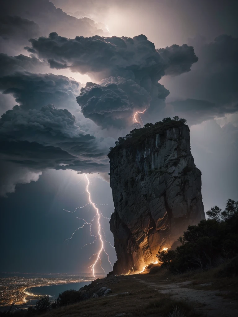 there is a flag on a rock with a view of a valley, view from above, great view, view from the top, epic view, 8 k. filling most of the view, view from side, humongous view, long view, high - angle view, looking down on the view, view for miles, expansive view, vista view, amazing lightning art, natural lightning, creepy lightning, amazing lightning, dramatic lightening, lightning creating life, crackling with lightning, epic lightning, colossal lightning, scary lightning, beautiful lightning, lightning strikes, exquisite lightning, insane lightning, national geographic photo”, thunderstorm and fire, lightning strike