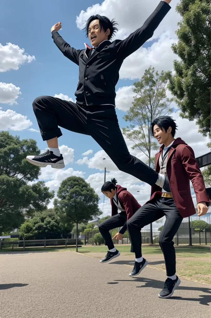 Tomioka from Demon Slayer doing jumping jacks