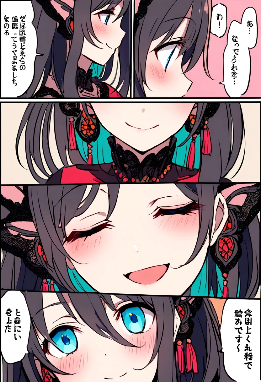 Yandere Smile in comic girl kiss ears girl