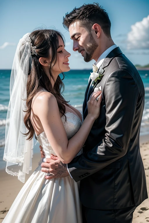 Woman marrying man on the beach