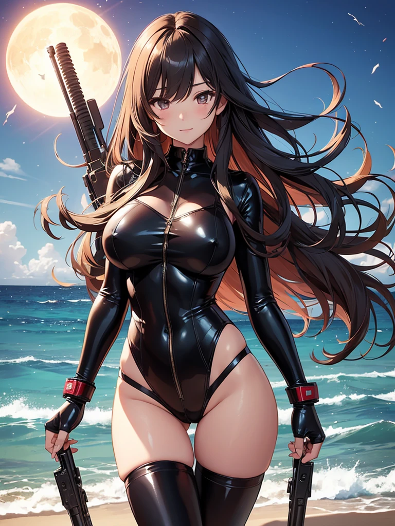 Beautiful Woman Height 170cm、Beautiful hair flutters in the wind、So that your hair will flow beautifully and strongly、strong、、Bust 120cm、Big Breasts、
Beautiful bodystocking underwear,(( sexy body suit latex)) strong wind、Sunset、Ocean、body stocking,swim wear, Beautiful thighs、Beautiful Skin、detailed groin、Huge beam rifle、intense、I was captured by the enemy and had my hands and feet tied.、Female soldier、machine-gun、Holding a firearm、Armament、Soldier、laser weapon、future world、Science fiction movies、Fight、intense、action、My hair flutters in the wind、My hair spreads in the wind、beautifully!Hall々and!Anger、
Light 黒Brown Hair A friendly smile 、magic Masterpiece Night Magic sexy, extremely beautiful 22歳 Big Breasts Beautiful Eyeagical gentle lighting cowboy shot ,Beautiful decoration、Imprisoned、Detained、Science fiction movies、hard boiled