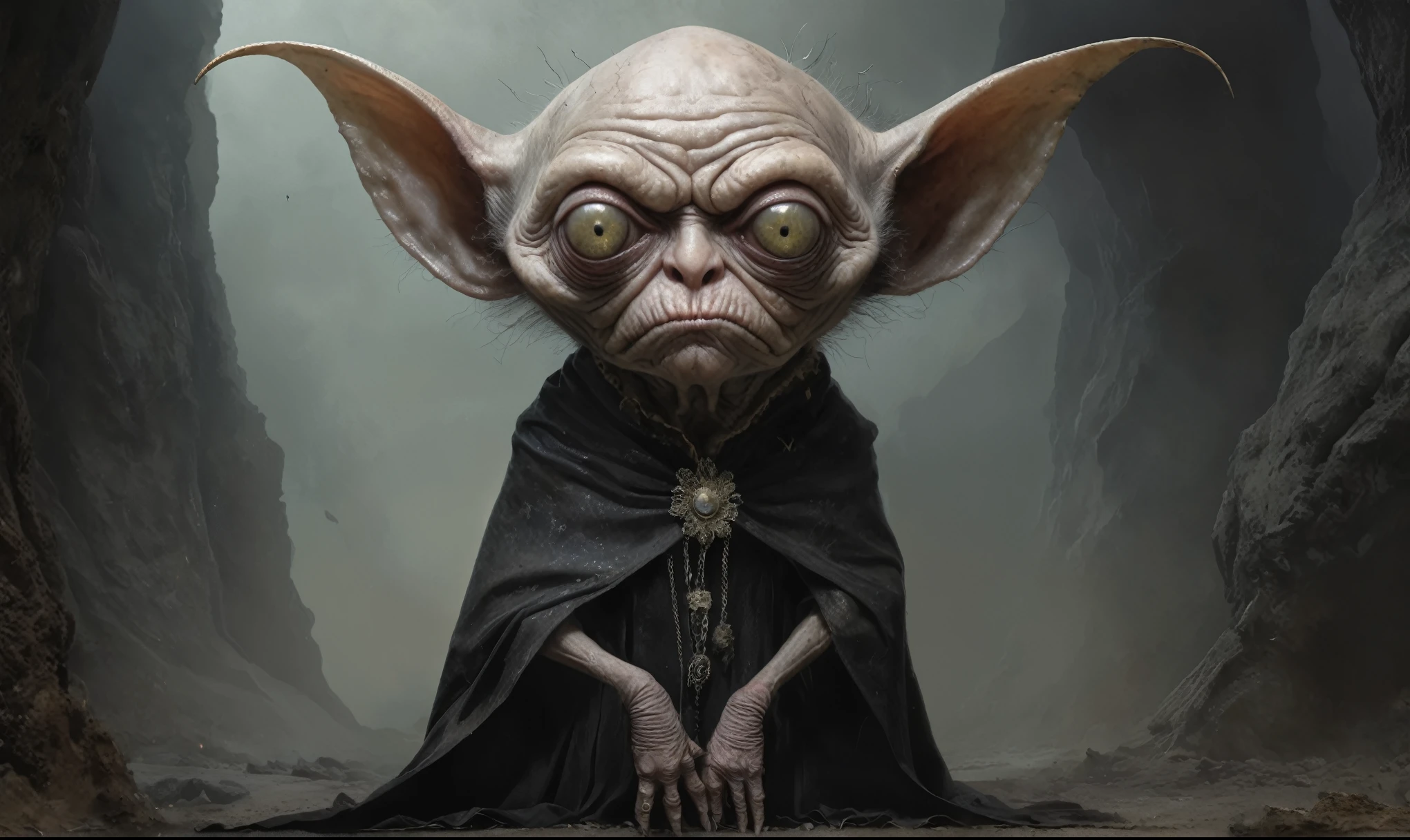 Full body length shot, famous artwork by (tom bagshaw:1.1), detailed expressive eyes, fantasy style, the grumpy lubwad is a tiny creature that prospers in intense heat, building its resiliforged lairs in the flanks of active volcanoes on planet ramsnuggle vi, here we get a good look at its dark ears and intricate eyes as it lays in ambush to prey on the grubby sneezlenook from the shadows of its yarbled hideout
RAW photo, realistic texture, extremely detailed, absurdres, sharp focus,  volumetric lighting, subsurface scattering
realistic skin, (natural skin:1), (skin details, skin texture:1.1), (skin pores:1), (skin imperfections:0.3), 
Mestichino,Light particles,marble leather ,ink photography ,RAW, NIKON Z9,ink photorealism,Mestichino,Light particles,marble leather ,ink photography 