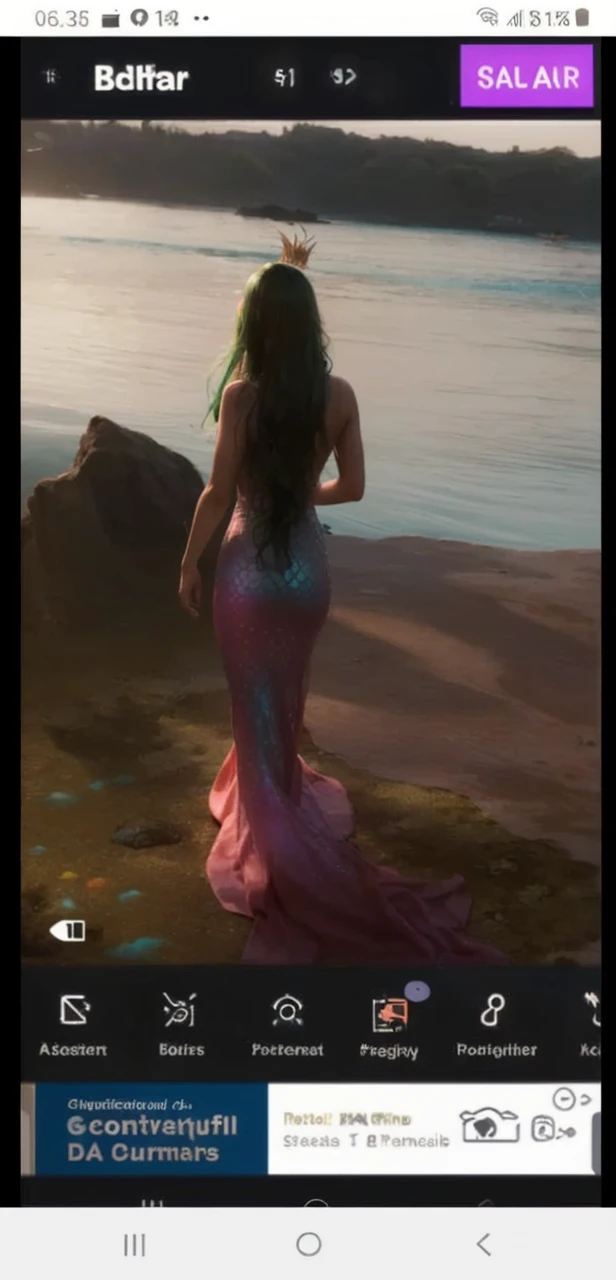 (best quality, masterpiece, colorful, dynamic angle, highest detailed),ultra high res,(photorealistic:1.4),1girl,die,male perspective,full body, mermaid, a small number of jellyfish, multicolored fish,long hair, bright green hair, perfect body proportions,(long dress:1.5),fantasy city,leather jacket,all fours, underwater coral reef