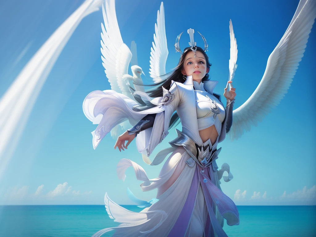 3D model, 3dmdt1, 3d render, photo photorealism photorealistic upper body shot , (many beautiful goddesses:1.9) in gorgeous blue base fashion of completely different designs , sharp focus , outdoor, looking at the viewer, gigantic breasts, cinematic lighting
