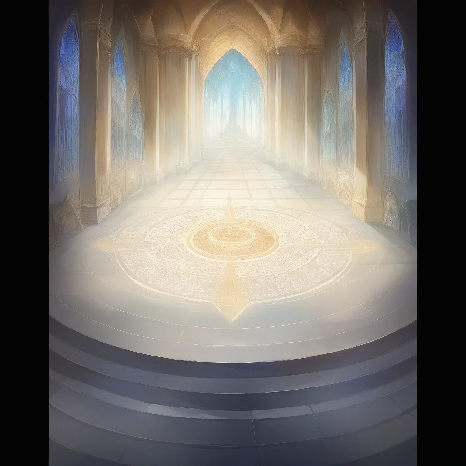 There is a large circular floor,There is a clock inside, interior background technology, Kingdom of Light Background, Cathedral Background, Palace Background, Stunning mysterious background, background technology, odin's stone Arena Background, Arena Background, ballroom background, Concept Art Magic Highlights, anime background technology, background technology deco palace, The Golden Throne Room, Fairy tale style background, Temple Background