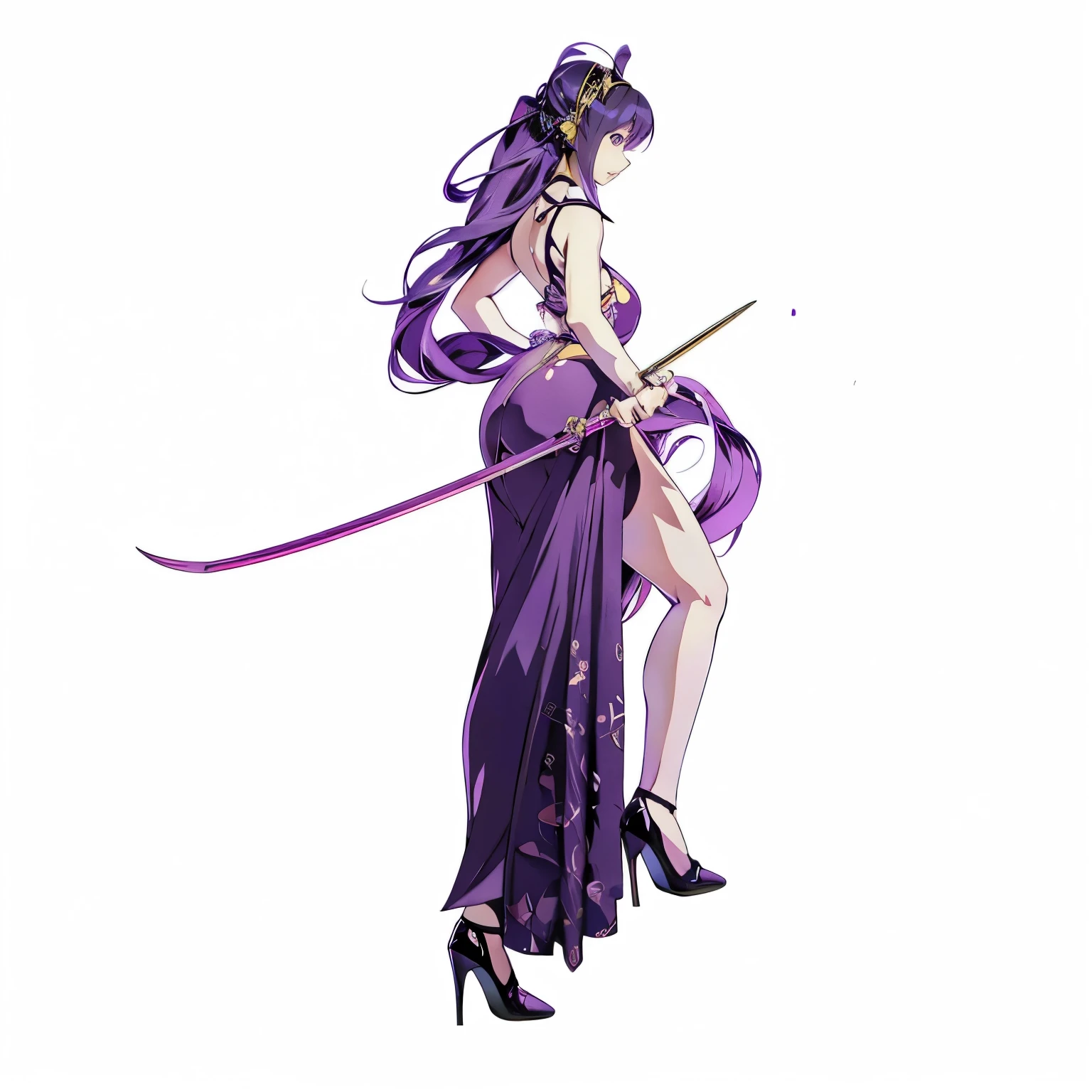 (Highest quality), (masterpiece),Black Hair, Purple Eyes, Purple kimono, Exposing shoulders, ,Fair skin, Long Hair, Long Bangs, Small breasts, Confused eyes, snow, sexy, Cemetery, Cross Grave, jitome, evil grin, indian style, half closed eyes, Off Shoulder, ass pov, pale skin, flat chest, wavy hair