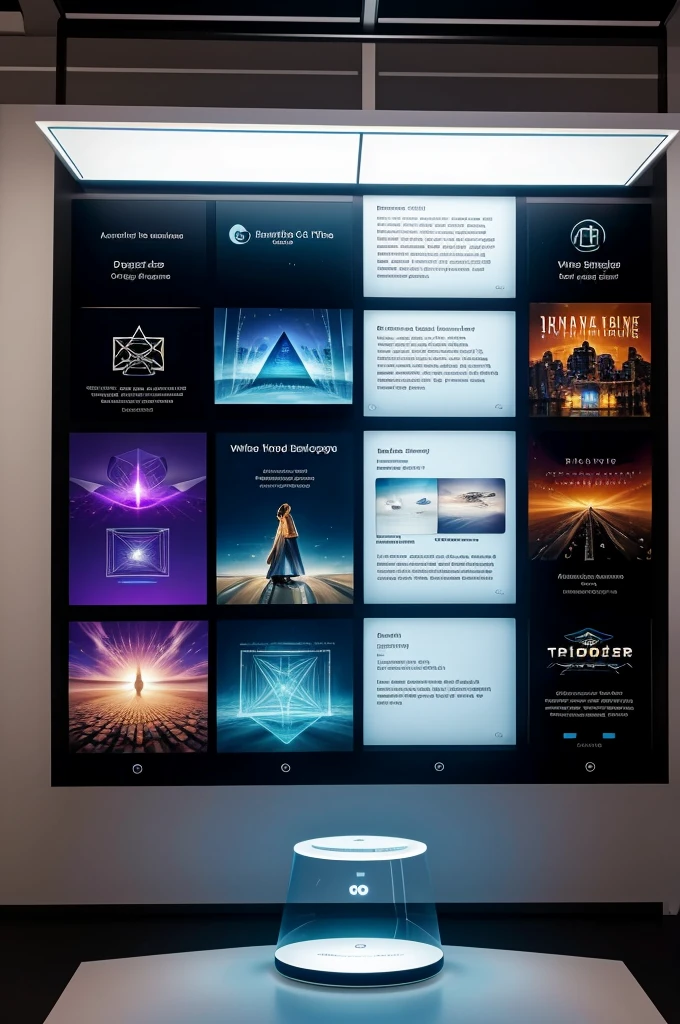 translucent books hovering in mid-air. In the foreground, a person is interacting with a holographic display projected from a smartphone. The display showcases the Audible app interface with dynamic visual representations of audiobook covers and immersive sound waves emanating from the device.
