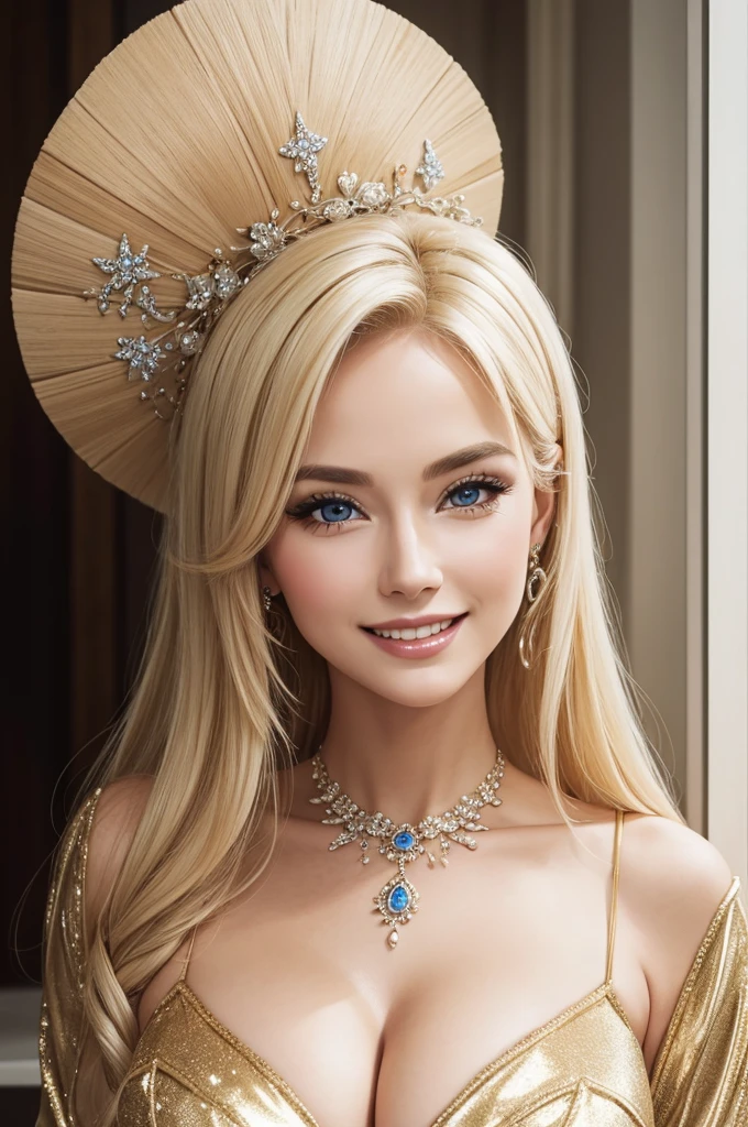 Portrait photo, proffesional,(((fully body))), high level of detail, hair blonde (attractive 80 year old woman:1.3), (seducer:1.1), (chice, chic, giving), blonde goddess, skin-tight outfit, tight costume, smiling seducerly, Face pretty, perfect white haired woman, satisfied pose, cute seducer smile, beautiful blonde woman