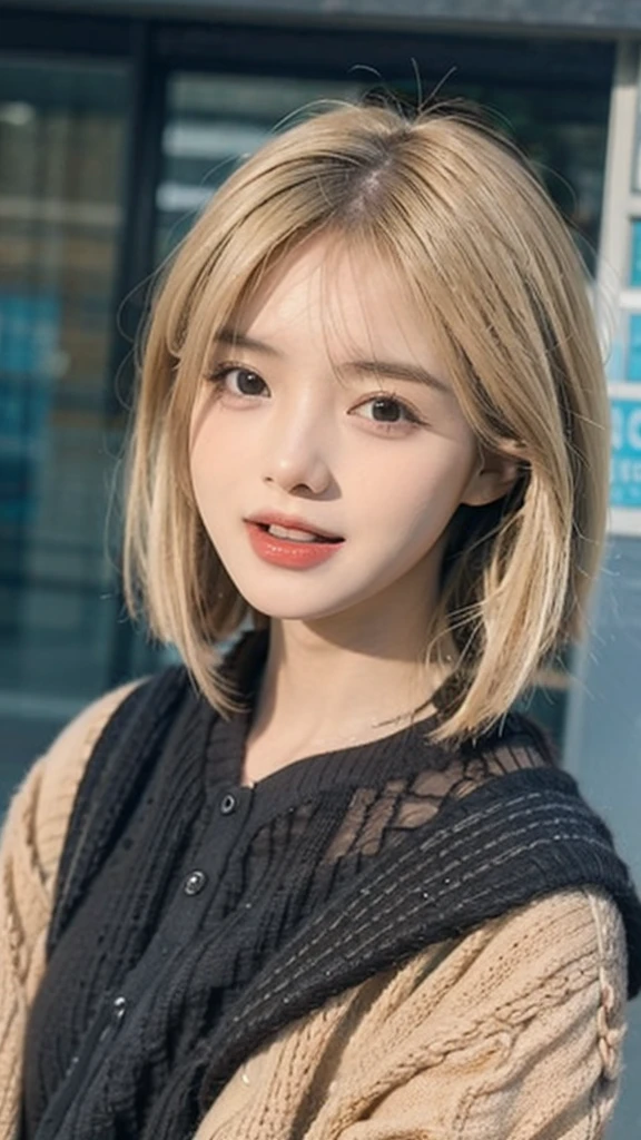uhd, textured skin,modern, blonde hair, open mouth