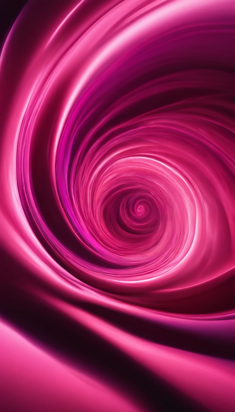 A mesmerizing 3D rendering of a swirling vortex in shades of pink and purple, with a glossy finish that reflects light in all directions.