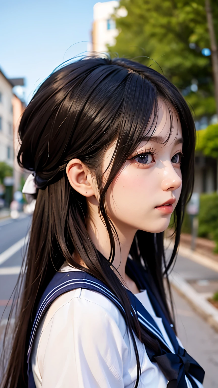 Profile photo of a beautiful high school girl in a sailor suit、head shot