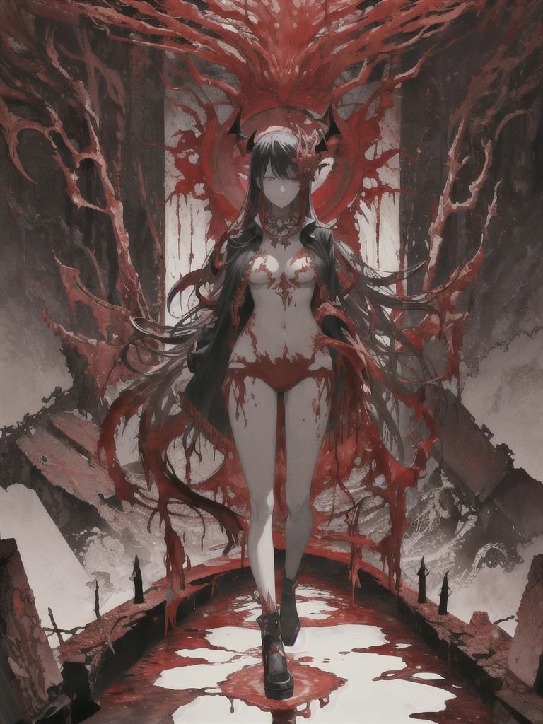 absurdres, highres, ultra detailed, (red, black, white theme:1.2), (sceneary of inferno:1.2)
(no humans:1.4), cthulhu mythos, (large monster, fallen god:1.2), chainsaw man,
Abstract design, swirling patterns, jester mask, cosmic elements, dice and chance motifs, embodiment of chaos, unpredictable forces.
Shadowed Wasteland, Desolate landscapes, eerie fog, ruins of old, dark magic, scavenging creatures, whispering winds.,
