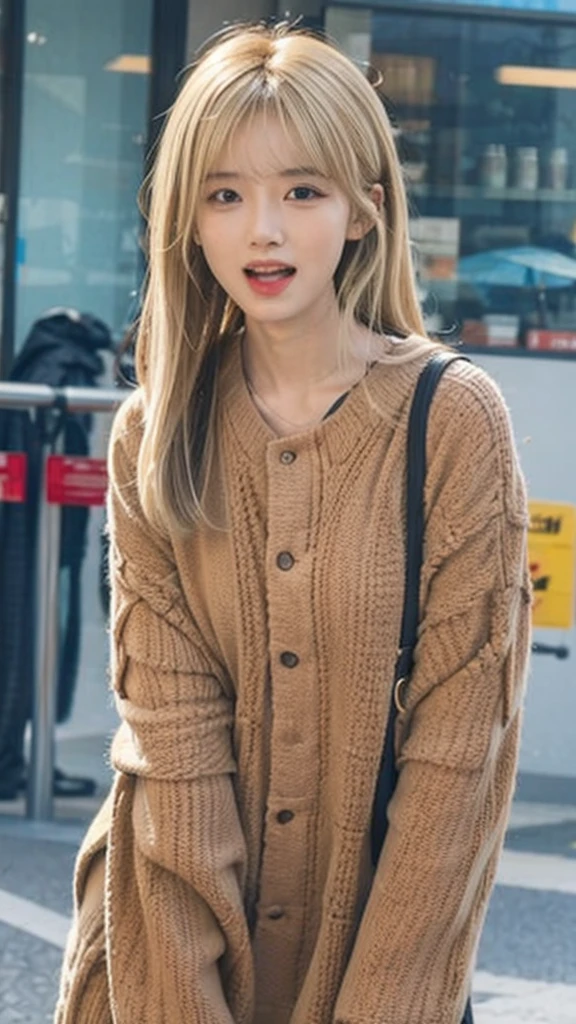 uhd, textured skin,modern, blonde hair, open mouth,8K