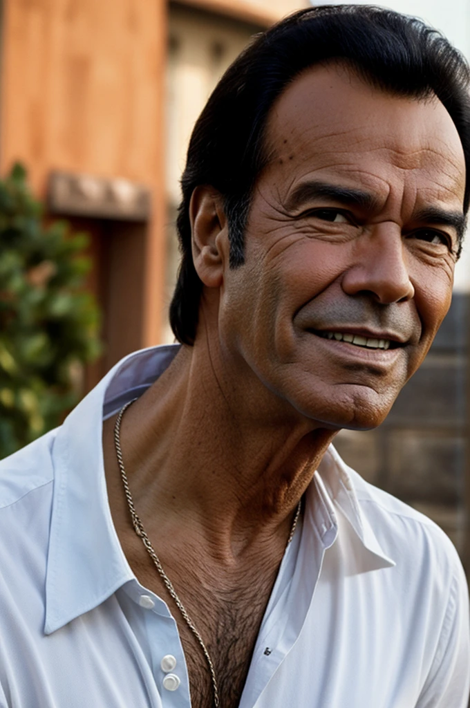 Julio Iglesias with acne