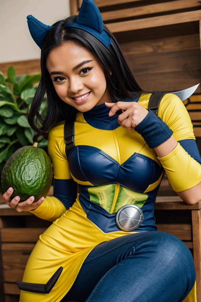 Kawaii avocado with wolverine costume