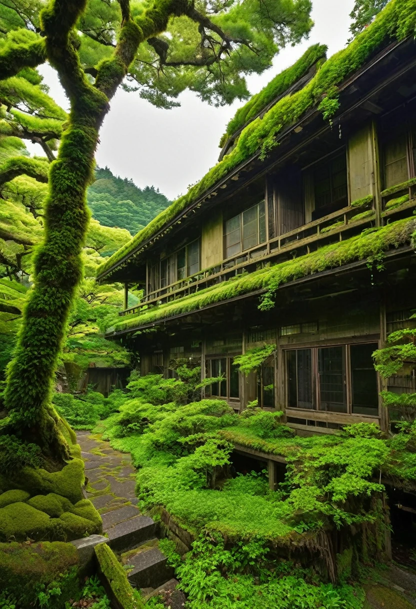 Ruins of the Japan,Abandoned inn,and,Creepy,Blend in with nature,,