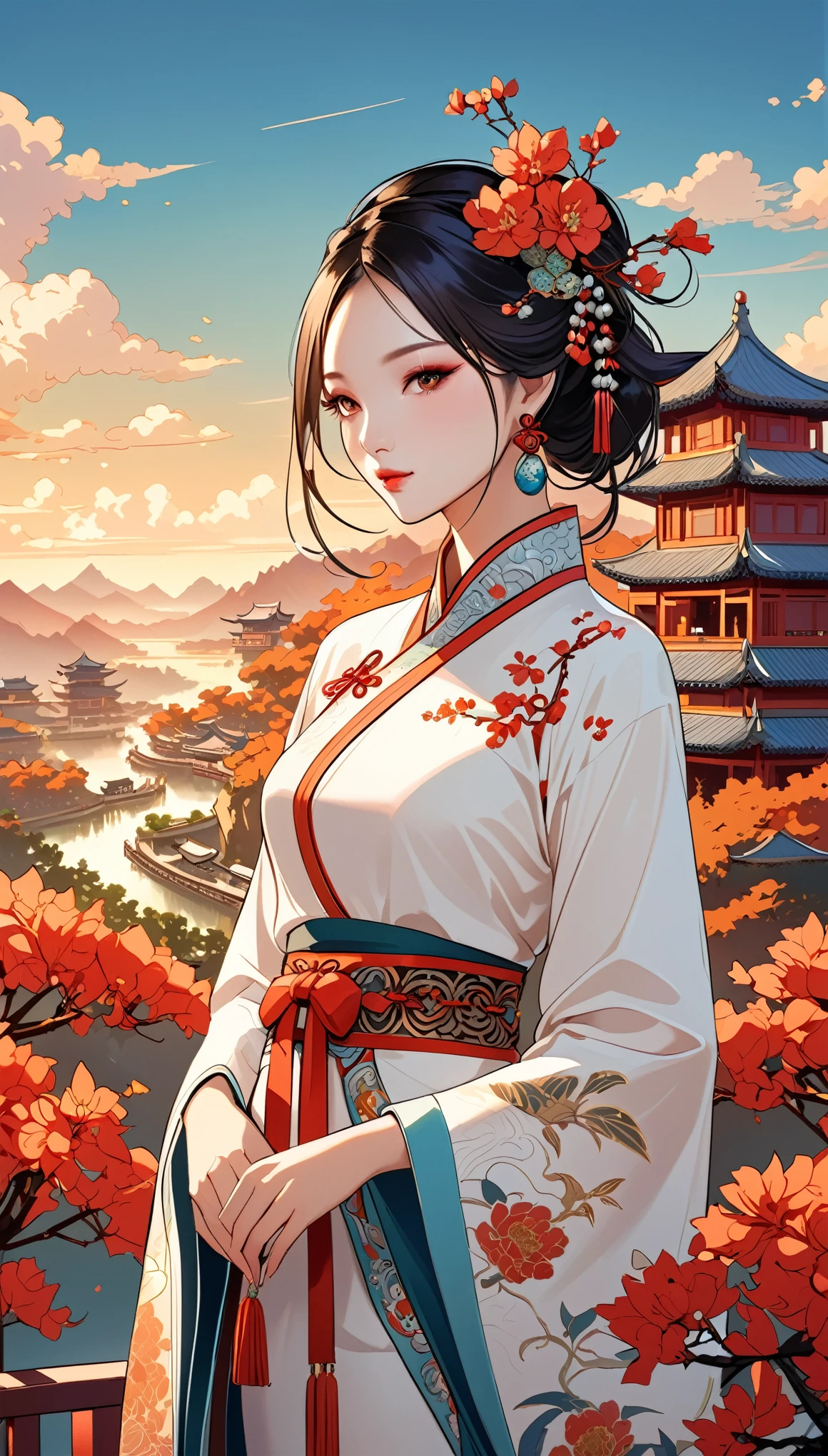 Landscape of Guochao Illustrations, you can see the perfect fusion of traditional cultural elements and modern elements, China-Chic Style,aestheticism